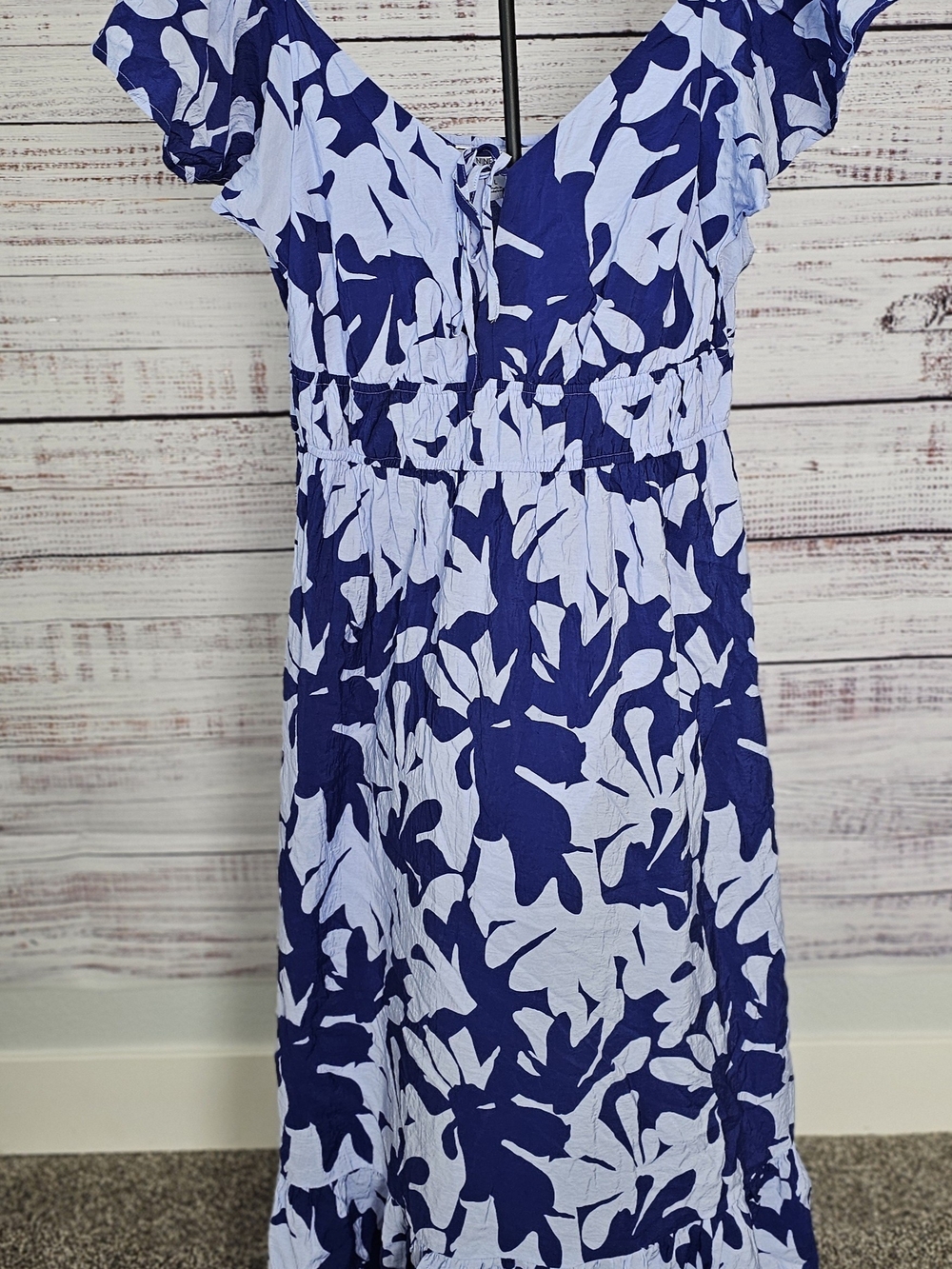 Nine West Blue and White Floral-Pattern Girls' Dress
